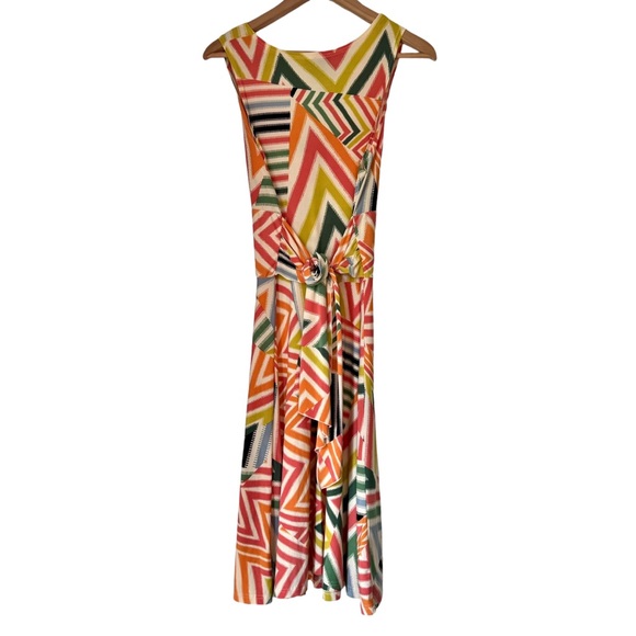 SOLD Alyn Paige New York Sleeveless Midi Dress Medium A-Line Geometric Print - Picture 2 of 9